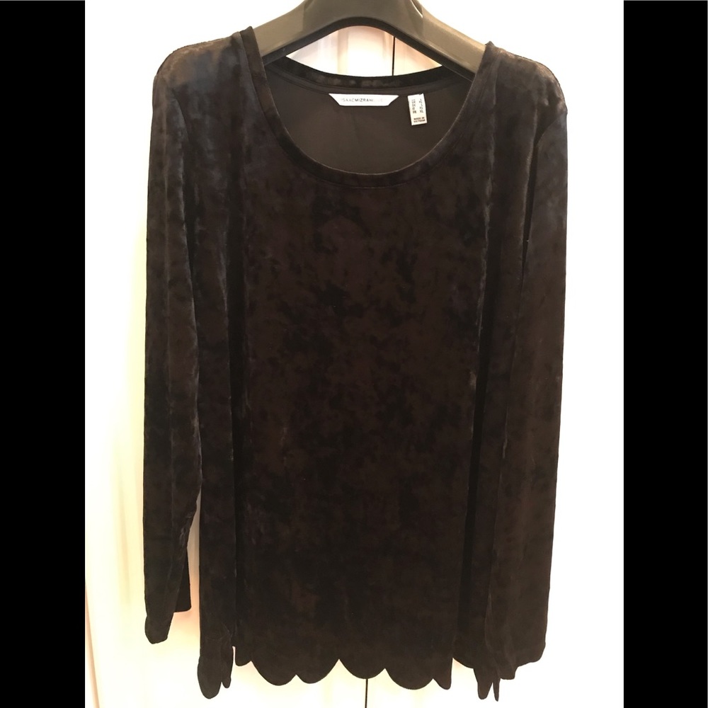 Black crushed velvet long sleeve top